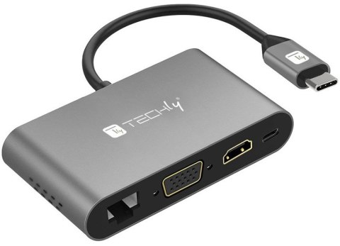 TECHLY Adapter USB-C na HDMI/VGA/RJ45/USB-C PD/USB-A 3.0/MicroSD IADAP USB31-DOCK3