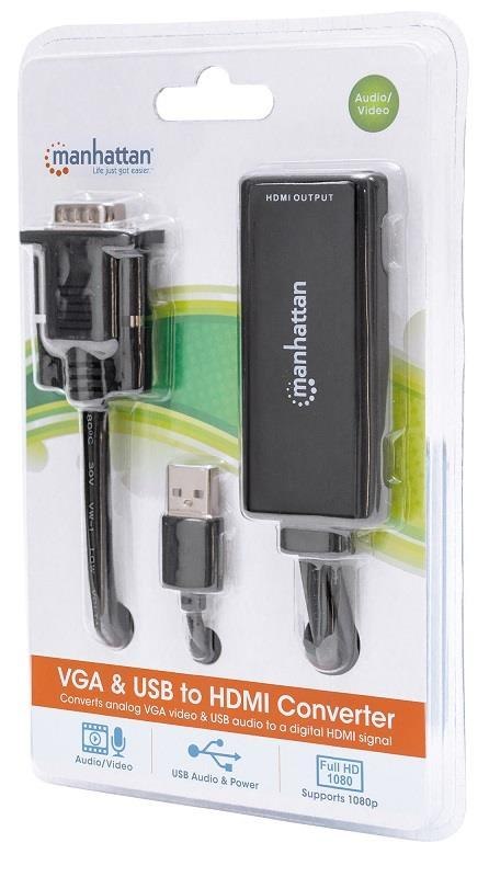 MANHATTAN Adapter HDMI na VGA D-sub 15 pin, HDMI, M/F 1.8 m 152426