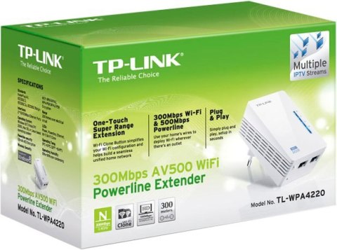 TP-Link TL-WPA4220 300Mbps AV500 WiFi Powerline Extender (Single Pack)