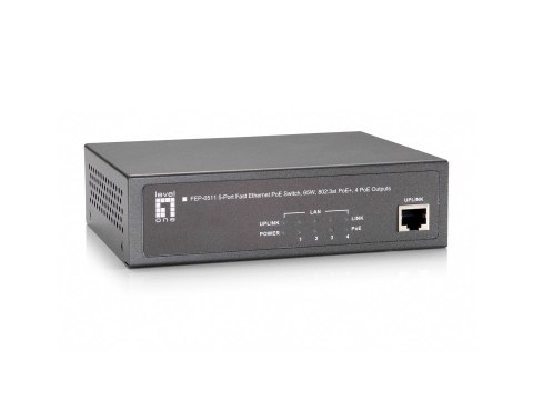 Switch 5-portowy Fast Ethernet PoE+, 4x FE PoE+ (65W) Producent: LEVELONE (FEP-0511)