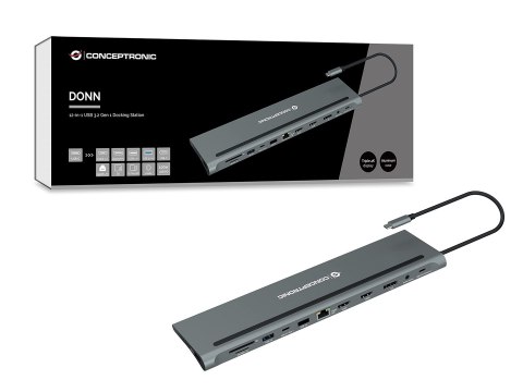 Stacja dokująca CONCEPTRONIC 12-1 USB-C->2xHDMI/3xUSB-A/DP/+ 18cm gr