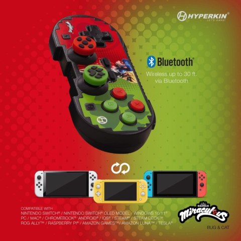 Hyperkin Pixel Art Zielony, Czerwony Bluetooth Gamepad Nintendo Switch, Nintendo Switch Lite, Nintendo Switch OLED