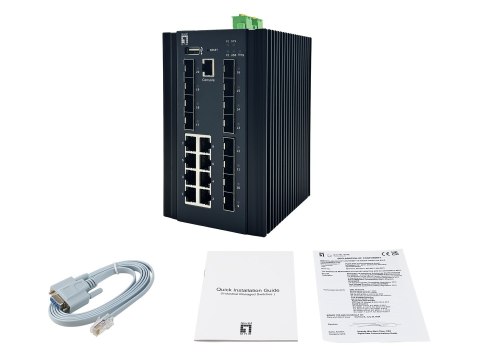 LevelOne Industrial L2+ Managed Switch 20-portowy/IP40+DIN 2,5 Gb/s