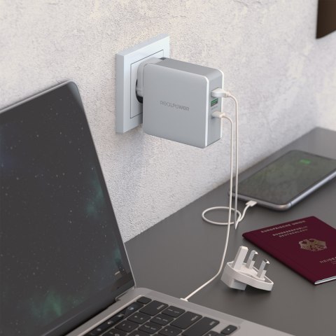 RealPower DeskCharge-65 Travel Uniwersalne Szary Prąd przemienny Wewnętrzna