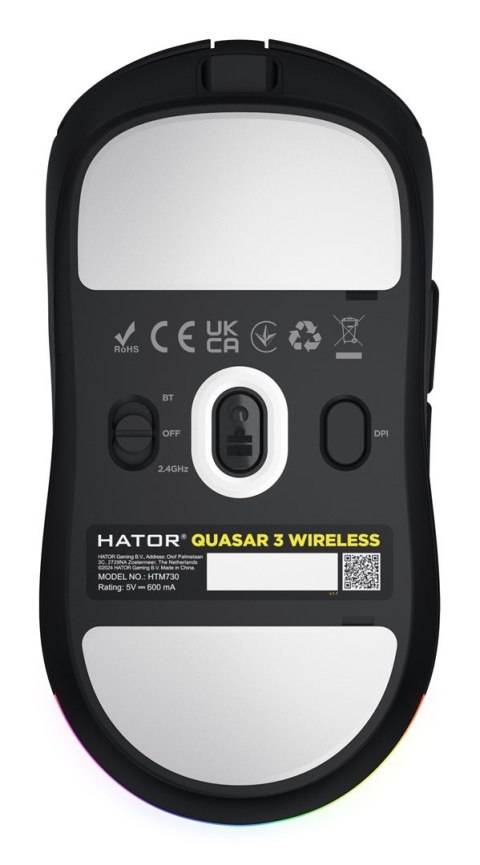 HATOR Quasar 3 Wireless myszka Gaming Oburęczny RF Wireless + Bluetooth + USB Type-A Optyczny 12000 DPI