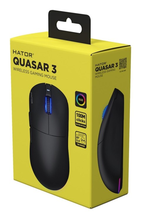 HATOR Quasar 3 Wireless myszka Gaming Oburęczny RF Wireless + Bluetooth + USB Type-A Optyczny 12000 DPI