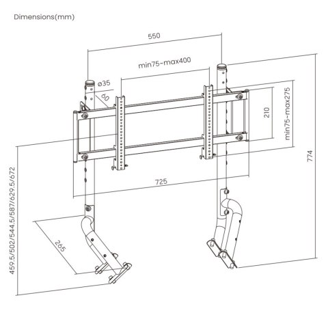 Oplite OP-R8-SMSB uchwyt / stojak do monitorów 144,8 cm (57") Biurko Czarny