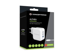 Conceptronic ALTHEA17W ładowarka do urządzeń przenośnych Uniwersalne Biały Prąd przemienny Szybkie ładowanie Wewnętrzna