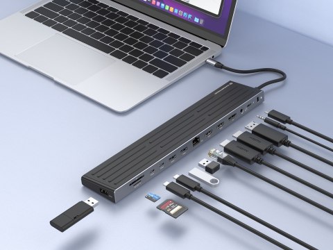 Stacja dokująca CONCEPTRONIC 14-1 USB-C->2xHDMI/DP/2xUSB-C/+ 18cm bk