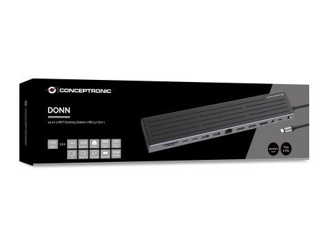 Stacja dokująca CONCEPTRONIC 14-1 USB-C->2xHDMI/DP/2xUSB-C/+ 18cm bk