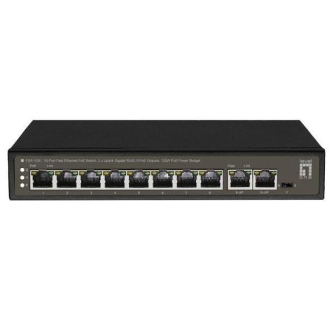 Przełącznik LevelOne FE PoE+ 10-portowy/IP30 120W 1Gbps