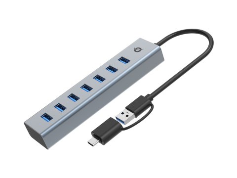 HUB USB Conceptronic HUBBIES21GP USB 3.2 Gen 1 (3.1 Gen 1) Type-A 5000 Mbit/s Szary