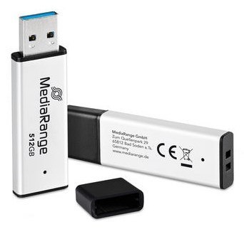MediaRange MR1904 pamięć USB 512 GB USB Typu-A 3.2 Gen 1 (3.1 Gen 1) Czarny, Srebrny