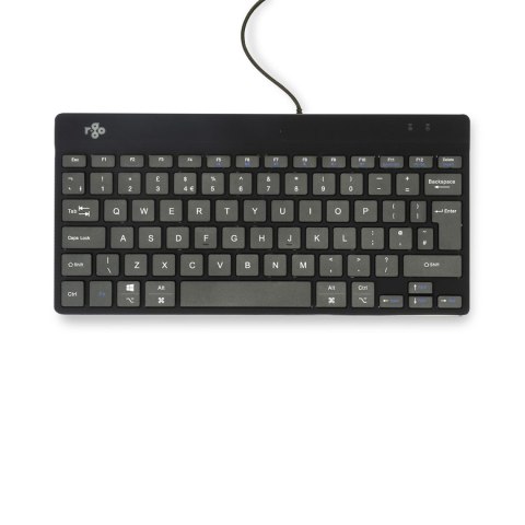 R-Go Tools Ergonomiczna R-Go Compact Break klawiatura, z oprogramowaniem do robienia przerw, QWERTY (UK), przewodowa, czarna