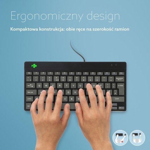 R-Go Tools Ergonomiczna R-Go Compact Break klawiatura, z oprogramowaniem do robienia przerw, QWERTY (UK), przewodowa, czarna