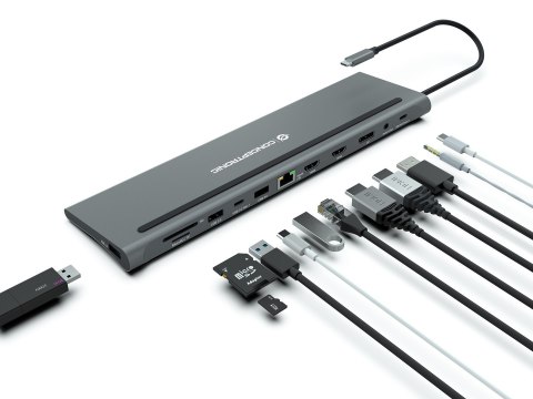 Stacja dokująca CONCEPTRONIC 12-1 USB-C->2xHDMI/3xUSB-A/DP/+ 18cm gr