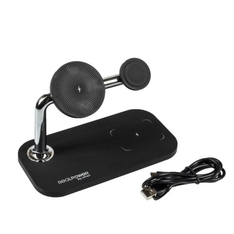RealPower ChargeAIR Mag Smartfon, Smartwatch, Tablet Czarny USB Bezprzewodowe ładowanie Wewnętrzna