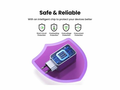 Ugreen Nexode Pro EU 3-Port GaN PD Fast Charger With USB-C Cable Uniwersalne Czarny, Szary Prąd przemienny Szybkie ładowanie Wew