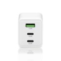 EVERACTIVE ŁADOWARKA SIECIOWA GAN 1 X USB, 2 X USB-C QUICK CHARGE 4+ 65W BIAŁA SC-655Q