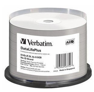 DVD+R VERBATIM 43754 DL 8.5GB 8X PRINTABLE 50SZT