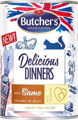 BUTCHER'S Delicious Dinners Kawałki z dziczyzną w galaretce - mokra karma dla kota - 400 g