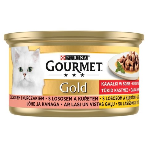 GOURMET GOLD Łosoś i kurczak w sosie mokra karma dla kota - puszka - 85 g