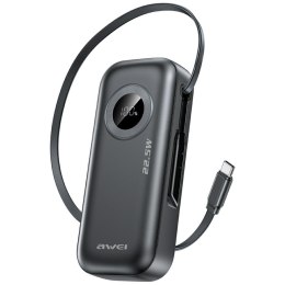 AWEI Powerbank PA-9 22,5W 10000mAh z kablem USB-C wbudowanym czarny