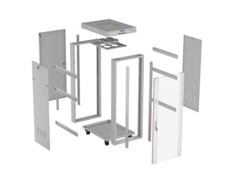 SZAFA INSTALACYJNA RACK STOJĄCA 19" 32U 600X800 SZARA DRZWI PRZESZKLONE LCD LANBERG (FLAT PACK) V2