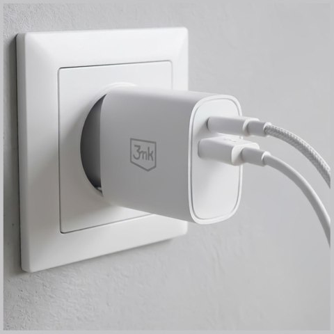 3MK Ładowarka sieciowa 25W USB-A USB-C PD QC4+ FlowPower biała