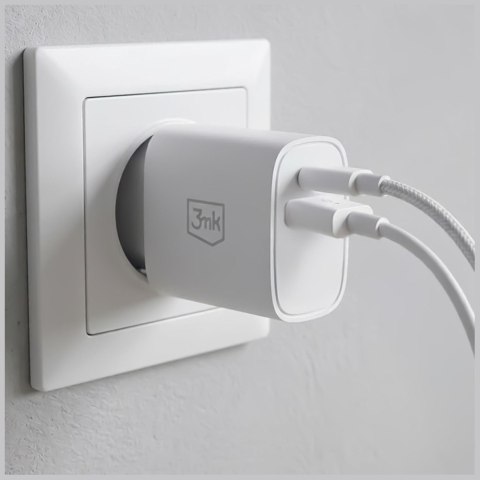 3MK Ładowarka sieciowa 30W USB-A USB-C PD3.0 QC4+ FlowPower biała