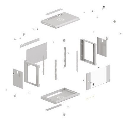 LANBERG SZAFA INSTALACYJNA RACK WISZĄCA 19" 6U 540X350 SZARA DRZWI PRZESZKLONE (FLAT PACK)