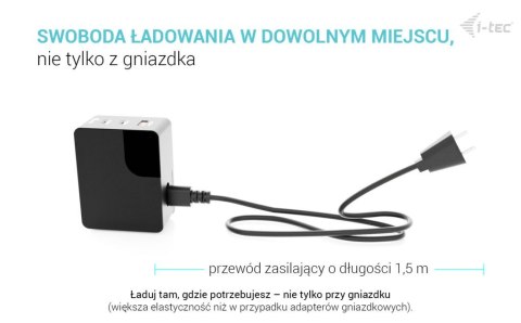 I-tec Ładowarka 100W Intelligent Multiport USB Charger 2xUSB-C 1xUSB-A LCD 150 cm