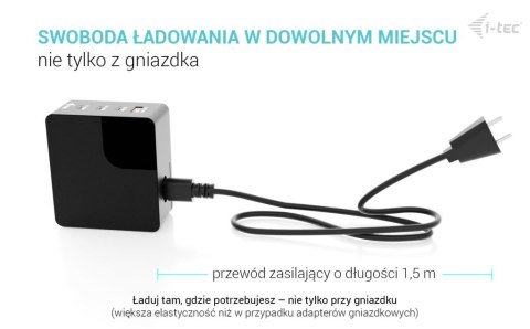 I-tec Ładowarka 140W Intelligent Multiport USB Charger 3xUSB-C 1xUSB-A LCD 150 cm