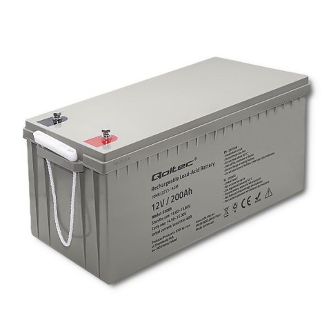 Qoltec Akumulator AGM | 12V | 200Ah | max. 3000A | 54.1kg