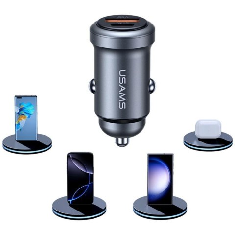USAMS Ładowarka samochodowa 30W USB-A/USB-C CC322
