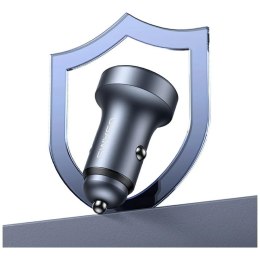 USAMS Ładowarka samochodowa 45W USB-A USB-C LED Aluminium
