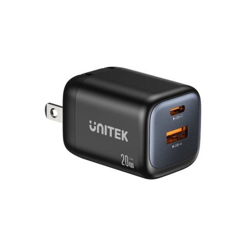 UNITEK ŁADOWARKA SIECIOWA 2X GAN USB-C & USB-A 20W CZARNA
