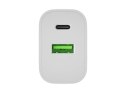 Natec Ładowarka sieciowa Ribera 1xUSB-A 1xUSB-C 20W biała