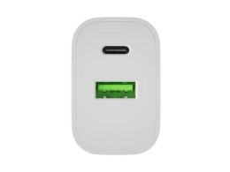 Natec Ładowarka sieciowa Ribera 1xUSB-A 1xUSB-C 20W biała