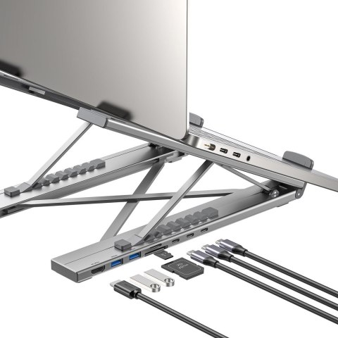UNITEK PODSTAWKA POD LAPTOP REGULOWANA + HUB USB-C/A, HDMI 2.0, PD 100W
