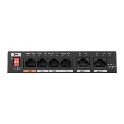 BCS BCS-L-SP04G02G(2) Nie zarządzany Gigabit Ethernet (10/100/1000) Obsługa PoE Desktop Czarny