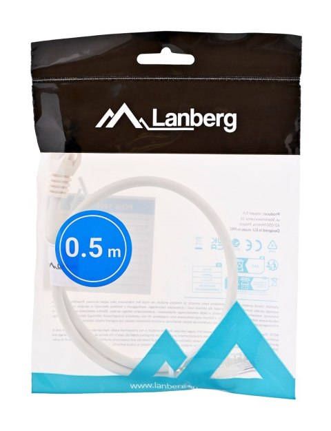 Patchcord U/UTP Lanberg PCU6-10CC-0050-W (RJ45 - RJ45 ; 0,50m; UTP; kat. 6; kolor biały)
