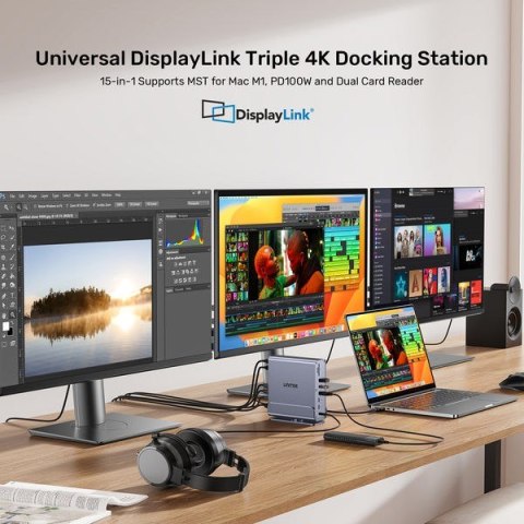 Unitek Uniwersalna stacja dokująca DisplayLink 4K x3