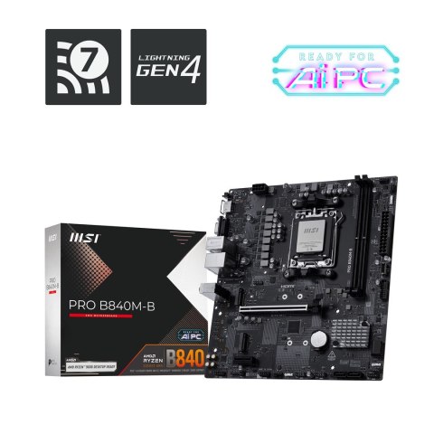 MSI PRO B840M-B płyta główna AMD B840 Gniazdo AM5 micro ATX