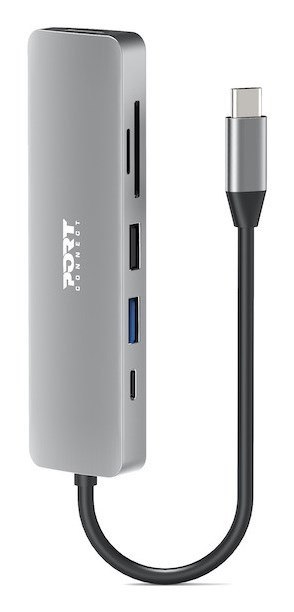 Port Designs 900162 huby i koncentratory USB Type-C Srebrny