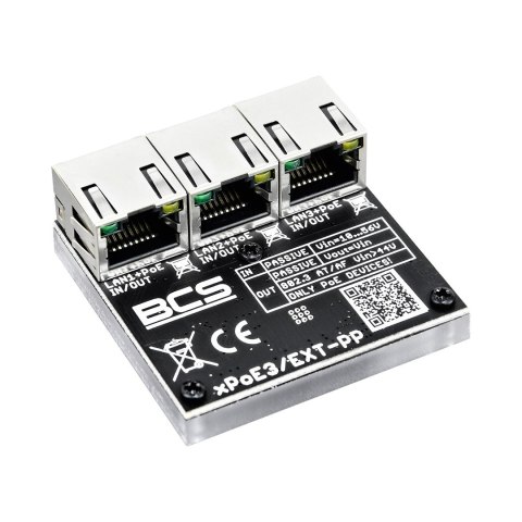 BCS BCS-XPOE3/EXT-PP przedłużacz sieciowy Wzmacniacz sieciowy Czarny 10, 100 Mbit/s