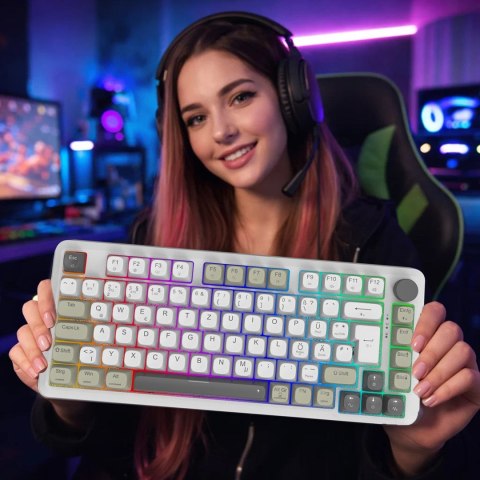 Klawiatura gamingowa Inca IKG-455 Gaming USB + RF Wireless + Bluetooth QWERTY Niemiecki Biały