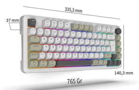 Klawiatura gamingowa Inca IKG-455 Gaming USB + RF Wireless + Bluetooth QWERTY Niemiecki Biały