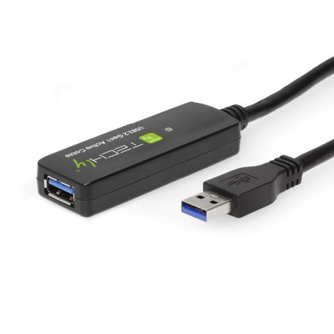 Techly ICUR30100G kabel USB USB 3.2 Gen 1 (3.1 Gen 1) 10 m USB A Czarny