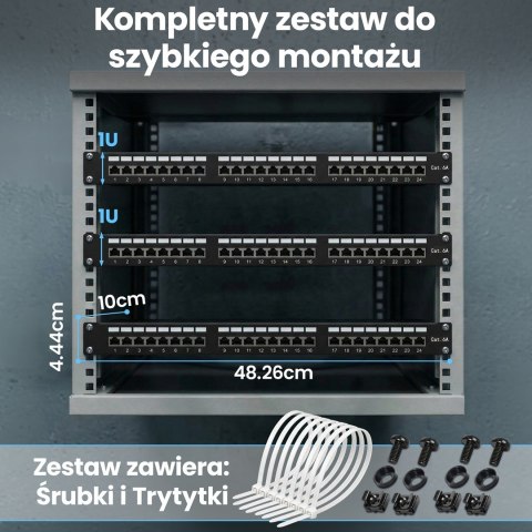 Extralink CAT6A STP | Patchpanel | 24 porty